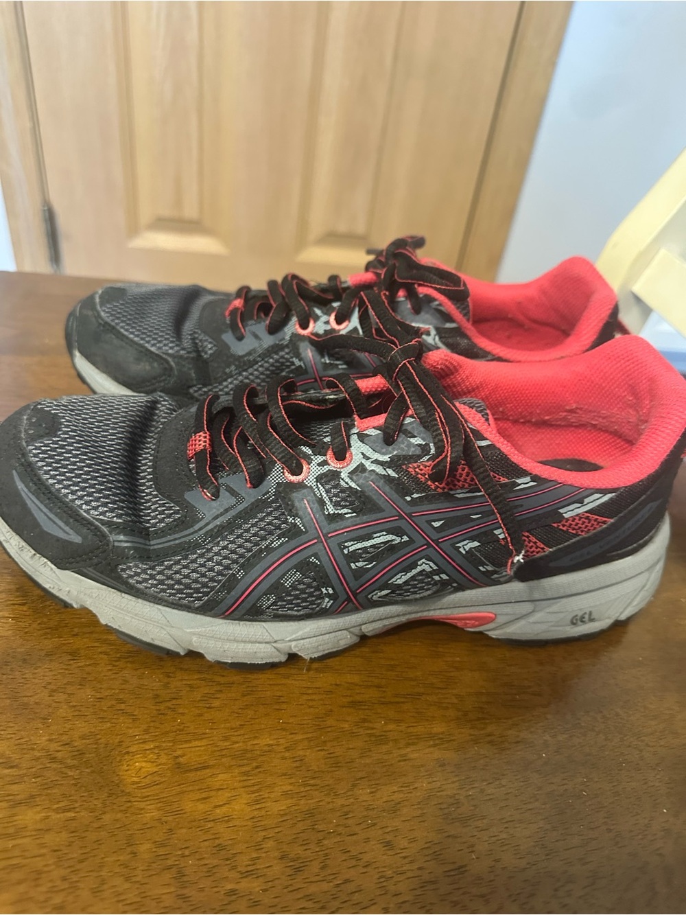 Asics Black and Red Women's Athletic Running Shoes